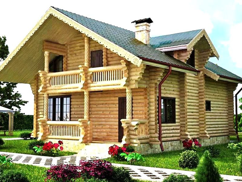 Проект деревянного дома из оцилиндрованного бревна 220 мм "Изумрудный"