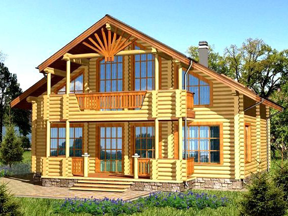 Проект деревянного дома "Солнечный" из бревна под ключ в Краснодаре