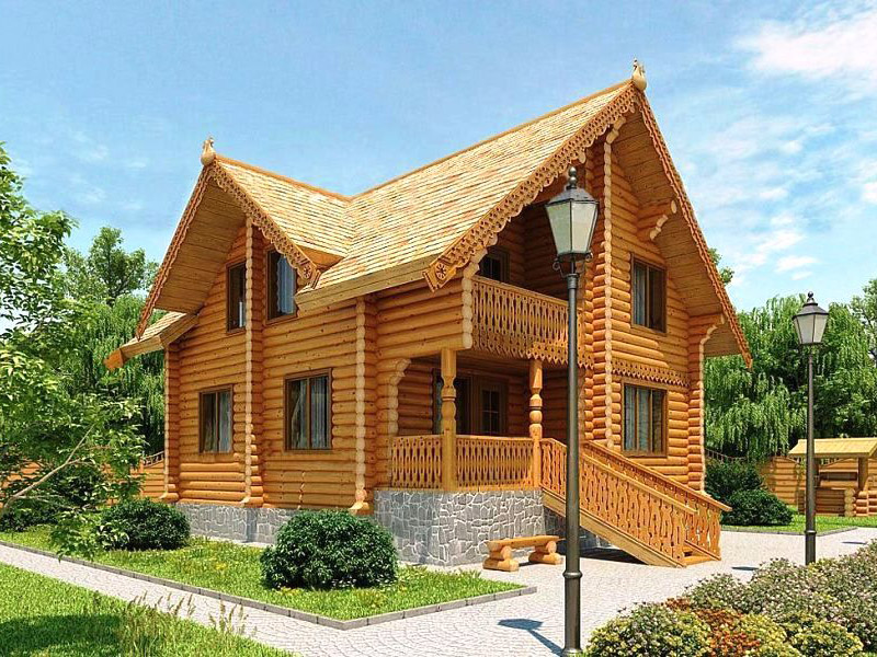 Проект деревянного дома из оцилиндрованного бревна "Русский Художник"