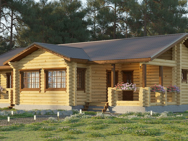 Проект деревянного дома из оцилиндрованного бревна "Мономах"